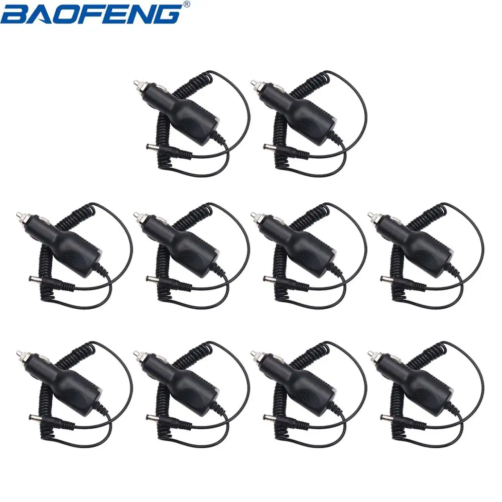 10 PCS Baofeng обновленная версия 12-24V Вход автомобиля Зарядное устройство кабель с индикатором светильник для Baofeng UV-5R UV-82 GT-3 UV-9R плюс иди и болтай Walkie Talkie - Цвет: 10 PCS