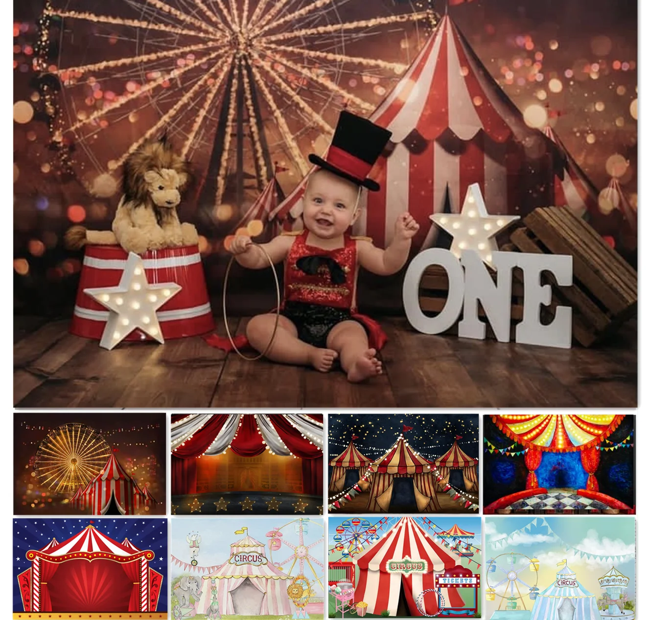 Photography Backdrop Carnival Circus Birthday Party Decor Photo Background Baby Shower Dessert Table Cake Smash Photocall Studio