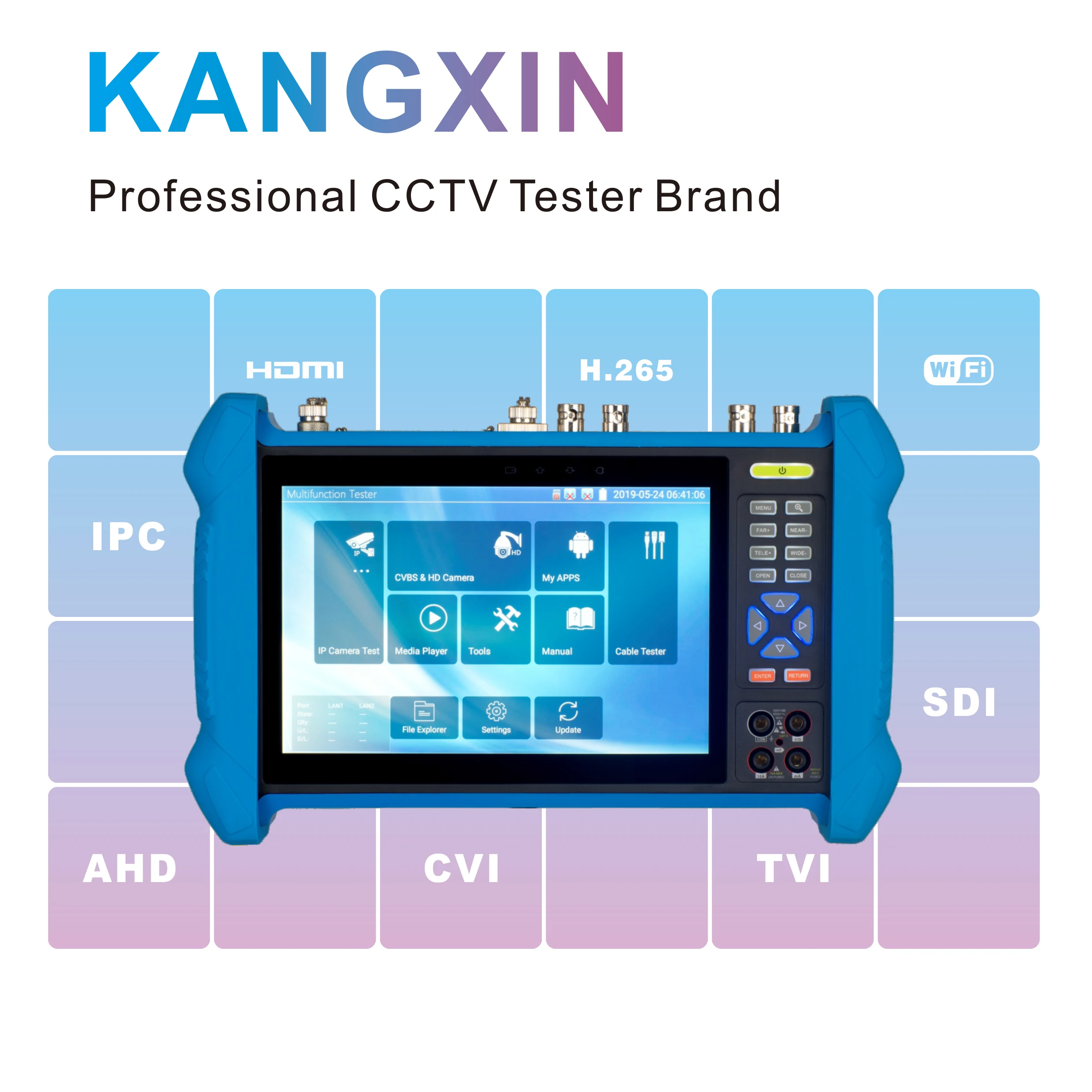 7 дюймов T1 CCTV тестер Инструменты Профессиональный H.265 4K дисплей 8MP TVI CVI AHD SDI CVBS IP