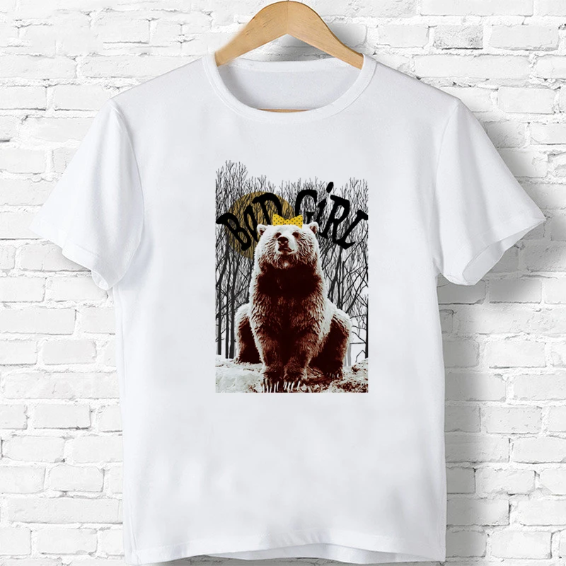 Футболка с изображением медведя плохой девочки футболки для мальчиков и девочек