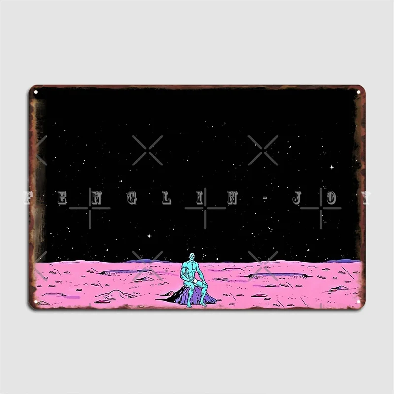 

Фиксированный комикс-постер доктор Манхэттен сидящий на Марсе, металлический плакат для кинотеатра, кухвечерние, смешная картина, декор, же...