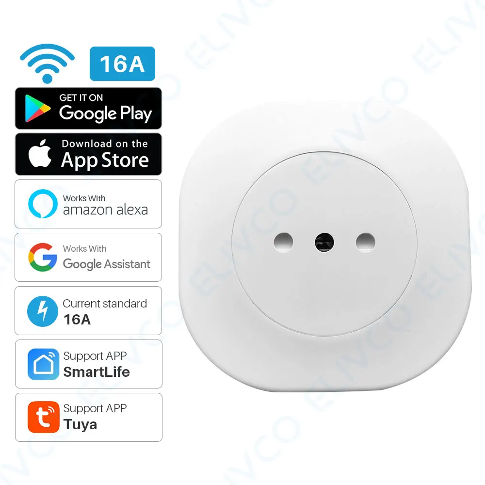 

Умная розетка Tuya с Wi-Fi, 16 А, 220 В