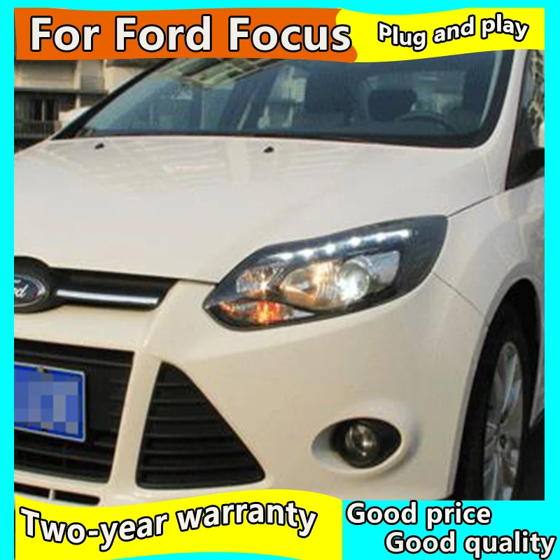 

Car Styling for Ford Focus 3 LED Headlight 2012- 2014 for focus ST Style LED DRL H7 Hid Option Angel Eye Bi Xenon Beam