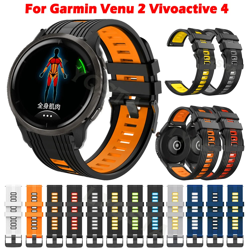 

New Silicone Band Strap Replacement For Garmin Venu 2/Active/Vivoactive 4/Forerunner 745 Bracelet 22mm Watchbands Wristband