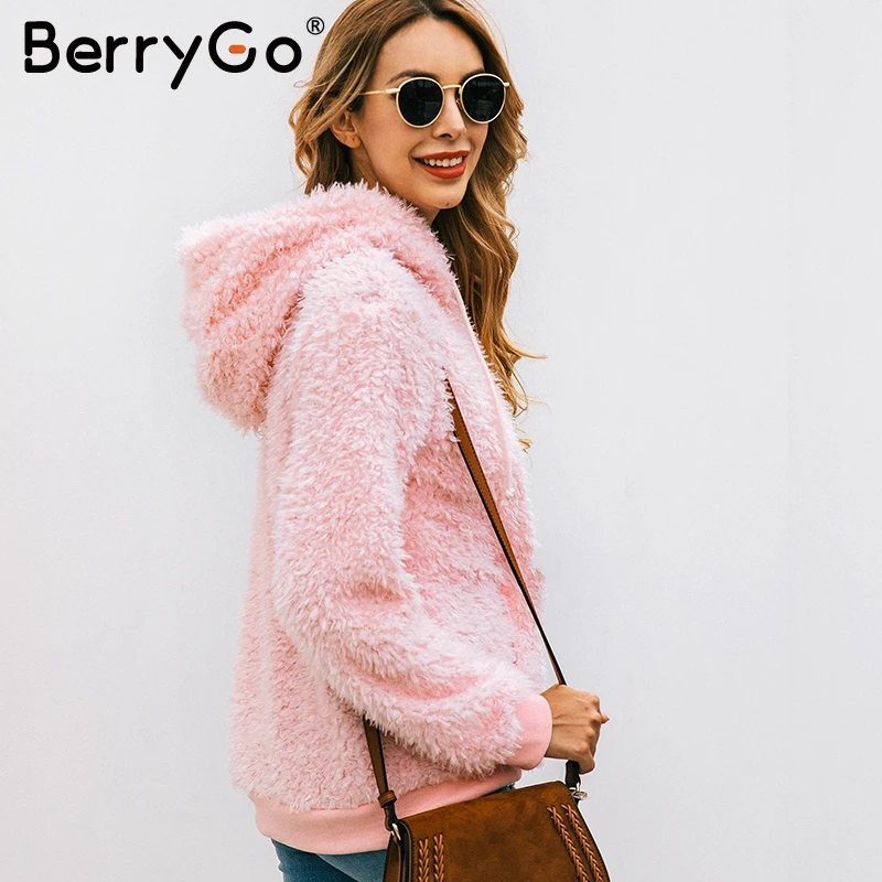 BerryGo/женские толстовки из искусственного меха толстовка плюшевый женский топ с