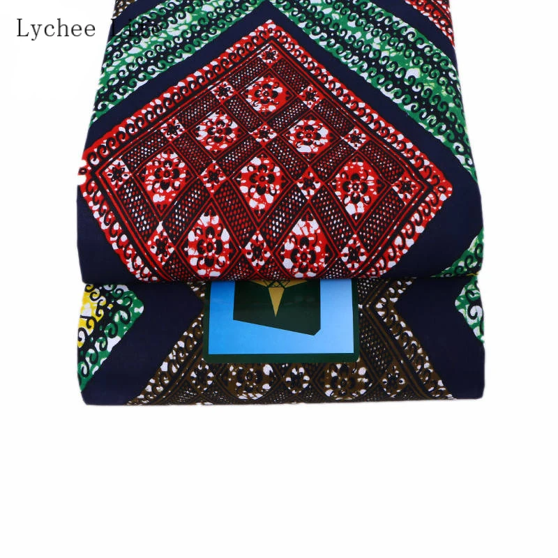 Lychee Life полиэстер восковая ткань с принтом Анкара Африканский Крест Сетка узор