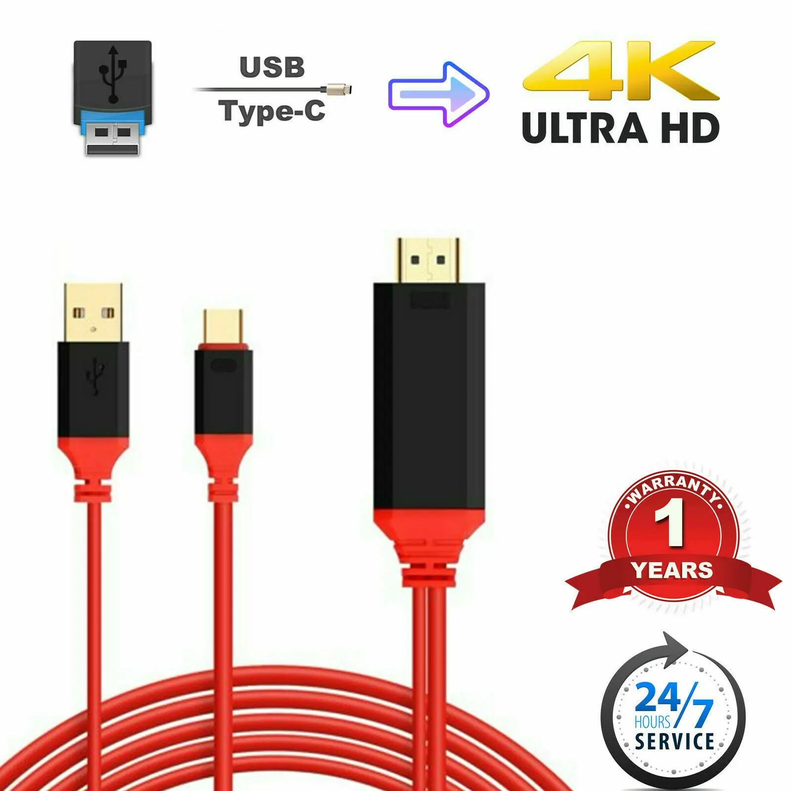 USB 3,1 type C к HDMI 2 м Кабель-адаптер конвертер Ultra HD 1080P 4k зарядка HDTV Видео кабель для samsung S8 S9 huawei P10 Plus