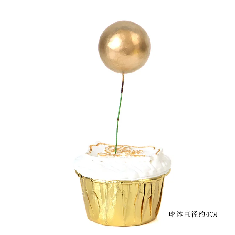 gold 4cm 5pcs Cakelove 5 шт./лот Прекрасный Золотой шар торт Топпер кекс ко дню рождения для украшения детского душа детский день рождения праздничный свадебный сувенир поставки - Цвет: gold 4cm 5pcs