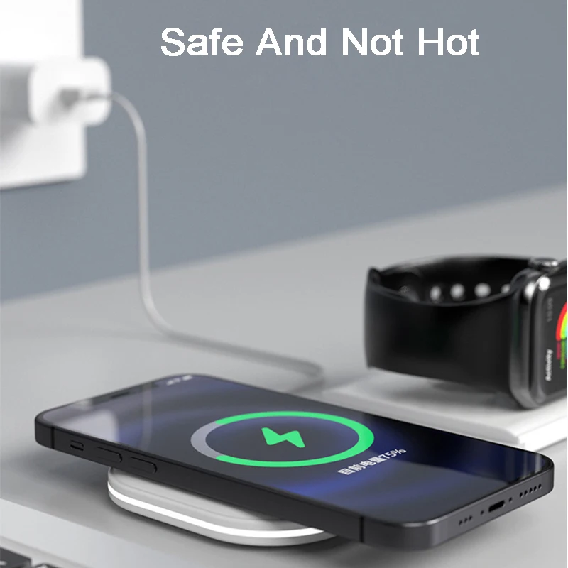 

2 in 1 Magnetic Wireless Charger For iPhone 12 Mini 12 Pro Max Magsafing Charging For Apple Watch