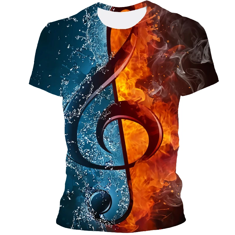 

2021 New 3D Printed Piano Music Art Design Crew T-Shirt for Men's Casual T-Shirt for Men's Hip Hop T-Shirt Tops