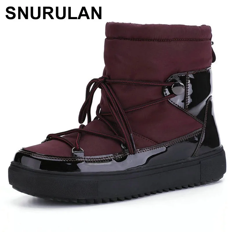 

SNURULANNew fashion ladies shoes waterproof snowboots warm antiskid women shoes casual Laceup winter boots women zapatos demujer