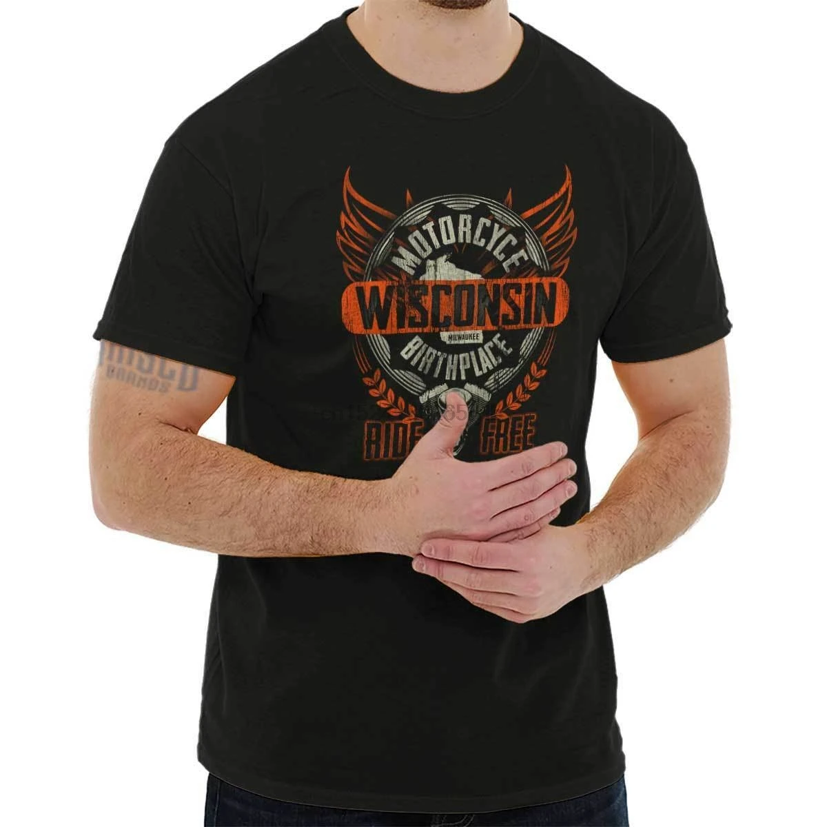 Висконсин мотоцикл место рождения Байкер банда Wi сувенир Классическая футболка|