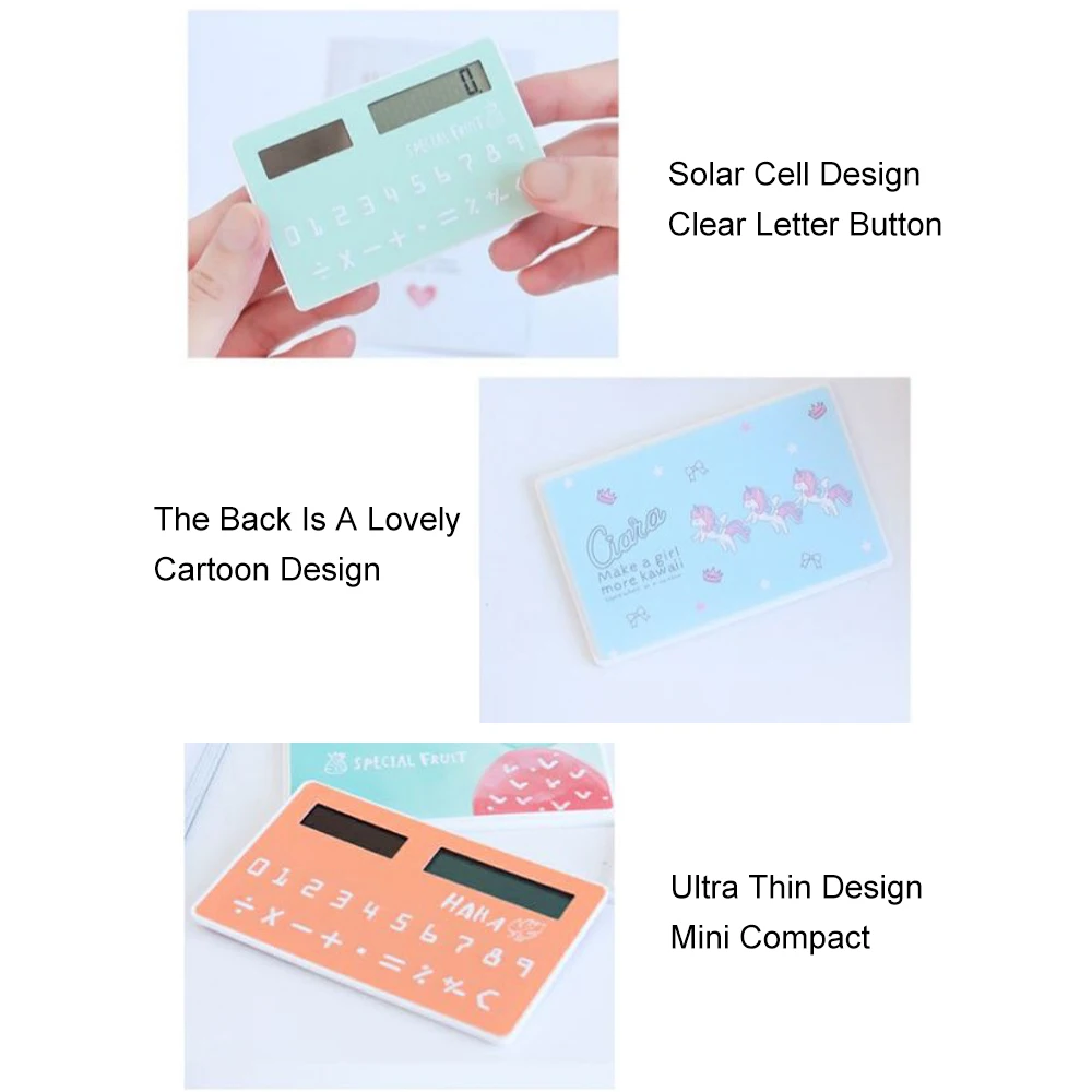 Mini Size Calculator Ultra-thin Cute Cartoon Solar Powered 8 Digits Display Portable Random Color | Компьютеры и офис