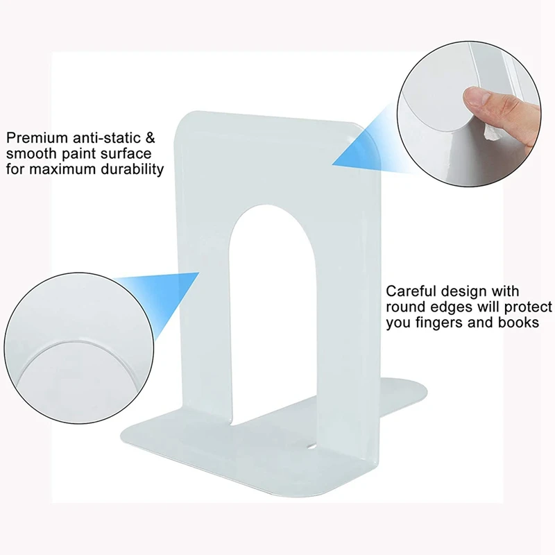

2 Pairs Bookends for Shelves Non-Skid Book Ends Heavy Duty Metal Book End Book Stopper for Books/Movies/CDs/Video Games