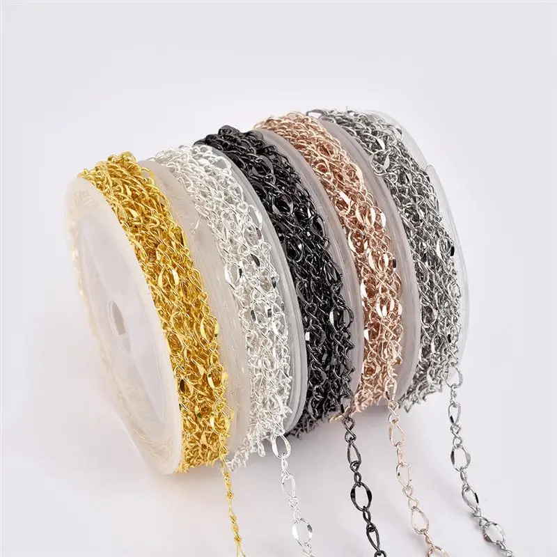 

5M /Set Copper Chain For DIY Necklace Bracelet Key Chain With Lobster Clasp Ring for Jewelry Making Accessories
