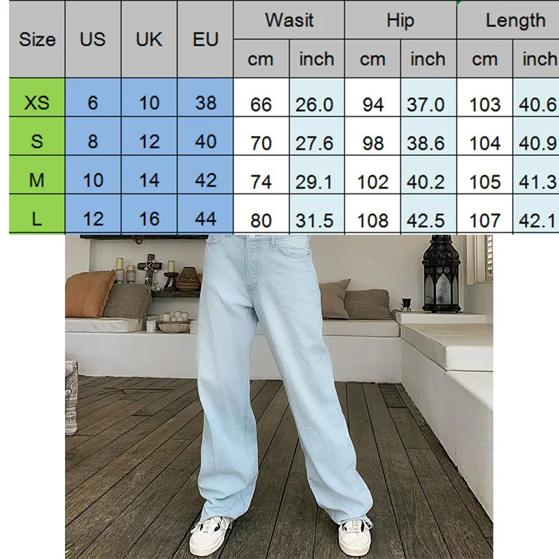 

Women's Jeans Girls Super Stretch Straight Jeans Loose Mom Jeans Wide Leg Pants Aesthetics Women Street Slim Pants XS--L