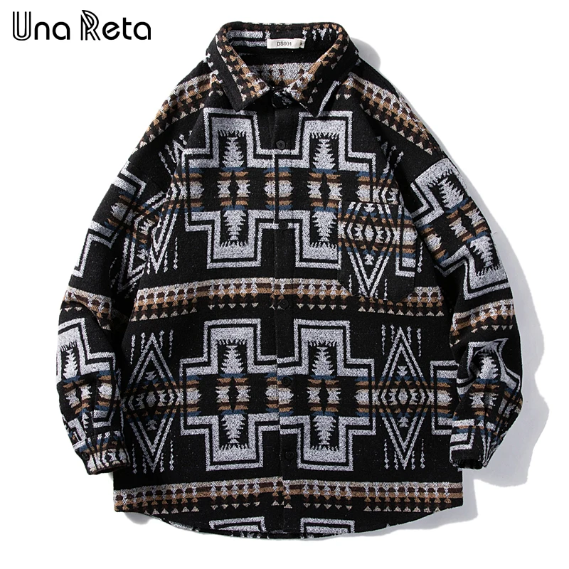 

Una Reta Casual Coat Men New Autumn Long sleeve Harajuku Woolen Jacket Coat Men Hip hop print Oversized Loose Jacktes Men