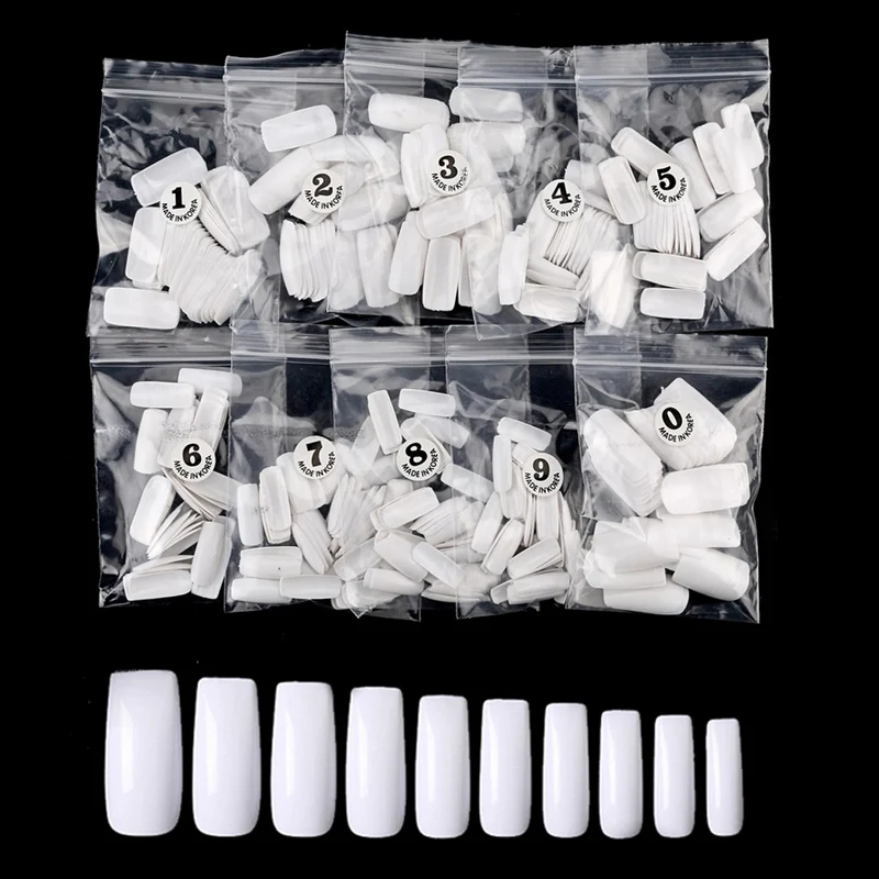 500 white full tips Накладные ногти 500 шт натуральные капсульные прозрачные накладные ногти накладные маникюрные акриловые съемные французские накладные ногти - Цвет: 500 white full tips
