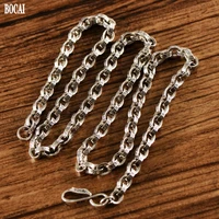 bocai new 100 s925 silver jewelry heavy circle six character mantra good luck mans necklace stable and important gift for men