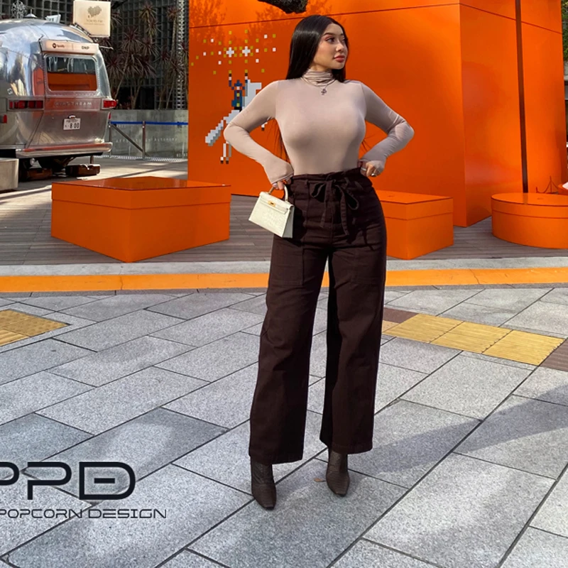 Женская Однотонная футболка с воротником-стойкой длинным рукавом | одежда