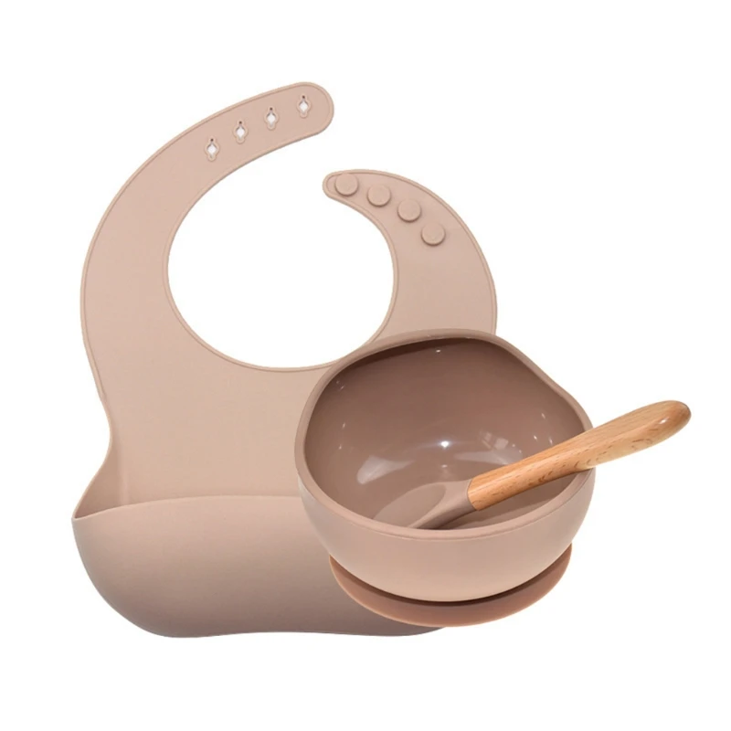 

3 Pcs Baby Newborn Bibs Bowl Spoon Set Waterproof Food Grade Silicone Feeding Saliva Towel Adjustable Aprons Burp Accessories