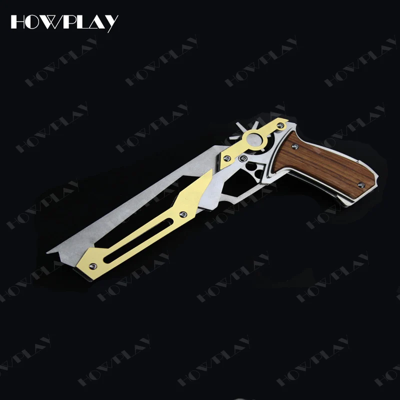 LS-G-Wooden-handle HowPlay игрушечный пистолет с резиновой лентой Металлический Игрушечный Пистолет деревянная ручка цвет нержавеющая сталь 6 всплесков стреляет оружие игрушка для детей мальчик - Цвет: LS-G-Wooden-handle