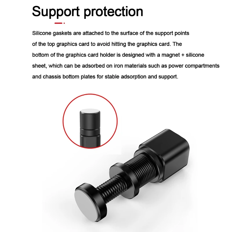 

K1KF Aluminum Alloy Graphics Video Stand Cooling Kit Vertical Support Bracket GPU Holder Magnetic Support Frame for Desktop