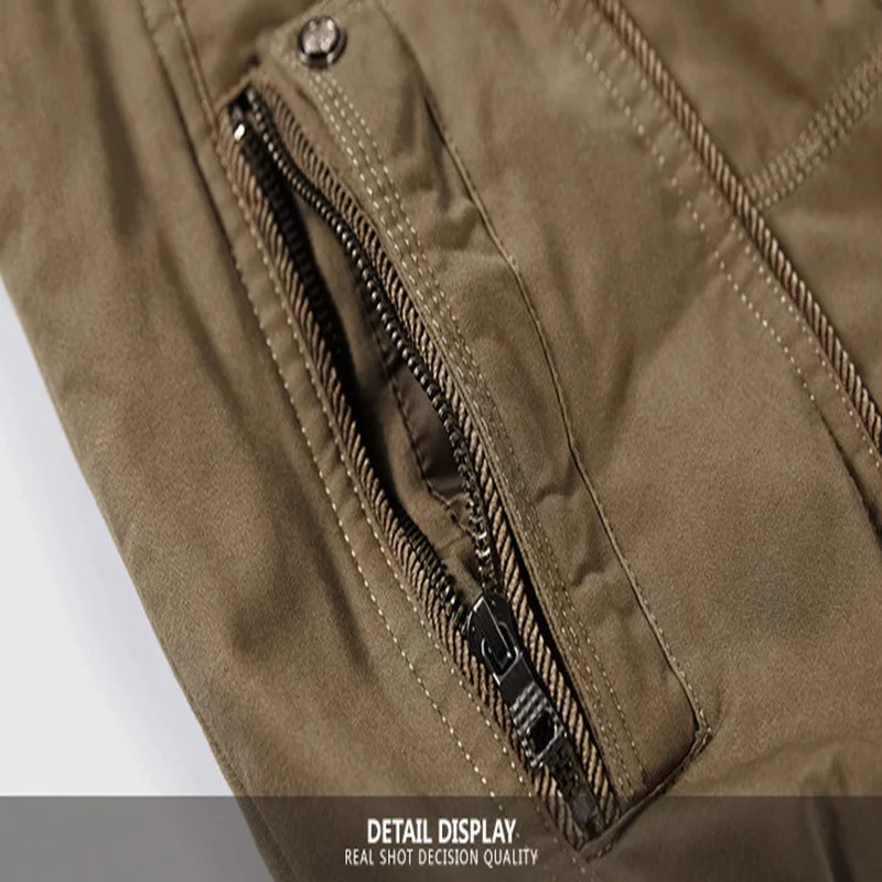 

2021 Autumn Winter Fleece Mens Jackets Coats New Casual Bomber Jacket Men Khaki/Army Green Cotton Jackets chaquetas hombre