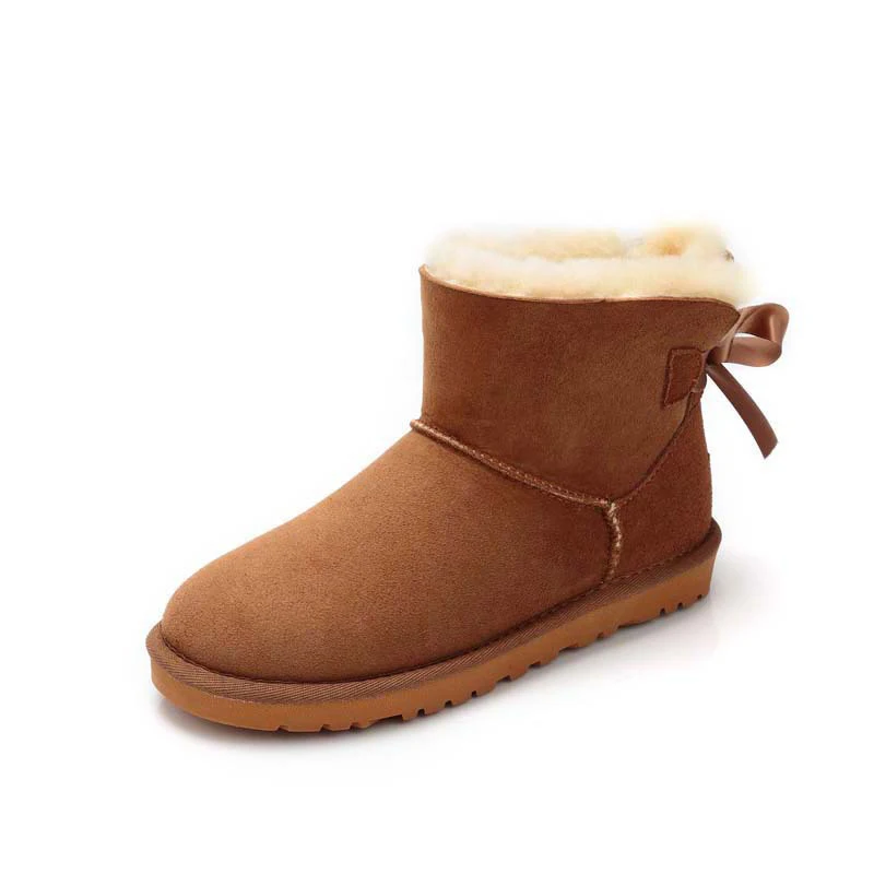Chestnut Модные женские туфли теплые зимние сапоги женские зимние ботильоны из натуральной овечьей кожи женские короткие ботинки натуральный Меховые сапожки средней высоты обувь - Цвет: Chestnut