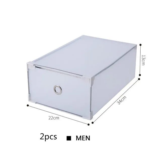 Men-2pcs Толстая пластиковая коробка для обуви, полупрозрачные ящики для хранения, Пыленепроницаемая комбинация ящиков, коробки для хранения, органайзер для обуви для мужчин и женщин - Цвет: Men-2pcs