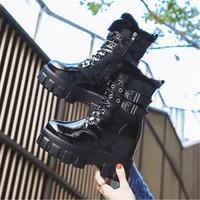 newest women fashion warm winter snow booties stylish leather ankle boots wedge 10 cm high heel cotton shoes female zip sneakers