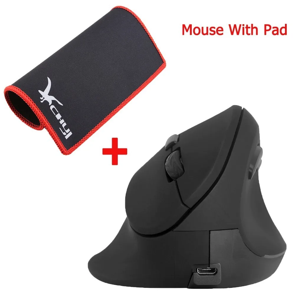 

Wireless 2.4G Mouse Vertical Rechargeable Ergonomic Computer Gaming Mause 1600 DPI USB Optical Mice With Mouse Pad For PC Laptop