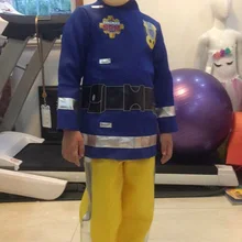 Kids Fireman Sam Childrens Fancy Dress Costume Boy Girls Carnival Party Halloween Cosplay Costumes Top Pants Mask  4-10 Years