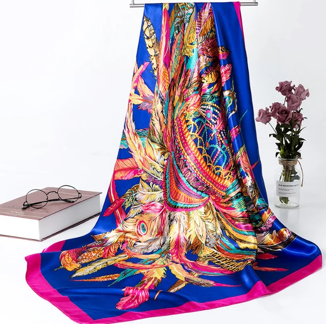 

2020 90x90 antiquity print royal court place women Silk twill scarf Satin square tie ladies foulard femme towel bufanda shawl