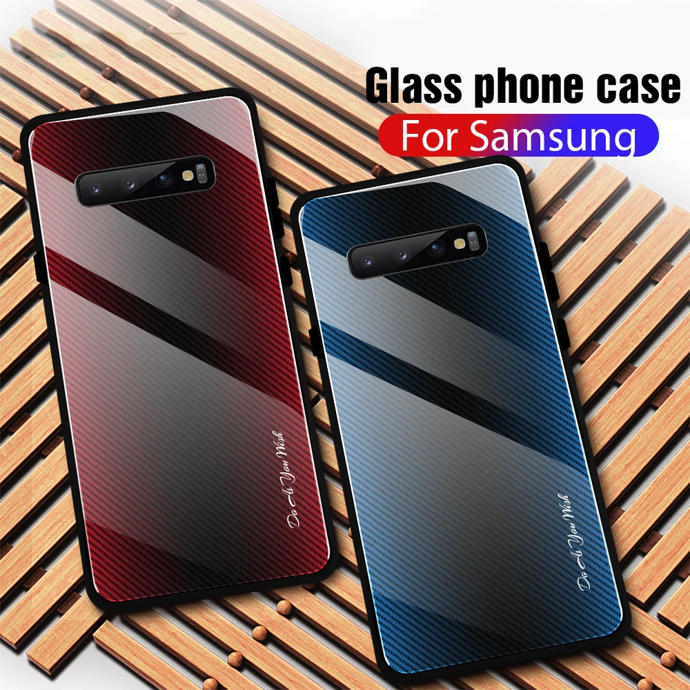 Градиентный чехол из закаленного стекла для Samsung Galaxy S10 Plus S9 S8 Note 10 9 8 S21 S20 Ultra S10E