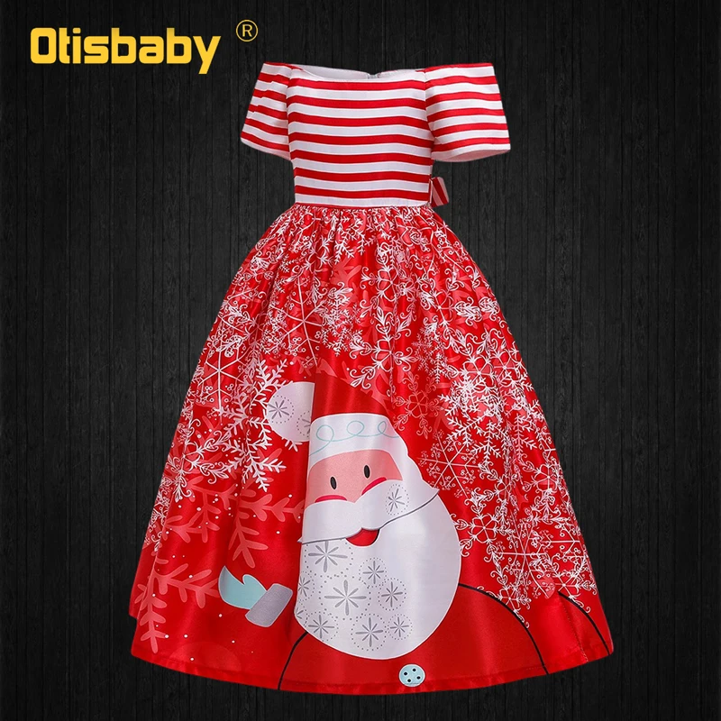 SD056Red Нарядное длинное рождественское платье для девочек, одежда для девочек, новогодние вечерние платья Феи Санта Клауса, элегантный Детский костюм - Цвет: SD056Red