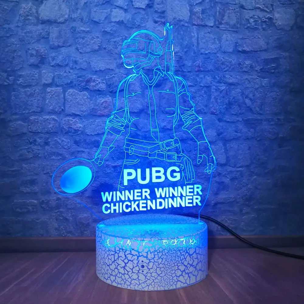 3D лампа для игры Battle Royale PUBG Winner Chicken Dinner FPS Game СВЕТОДИОДНЫЙ многоцветный ночник