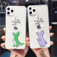 cute funny cartoon animal hippo dinosaur clear phone case for iphone 13 pro max 12 11 x xs xr 7 8 plus transparent soft cover