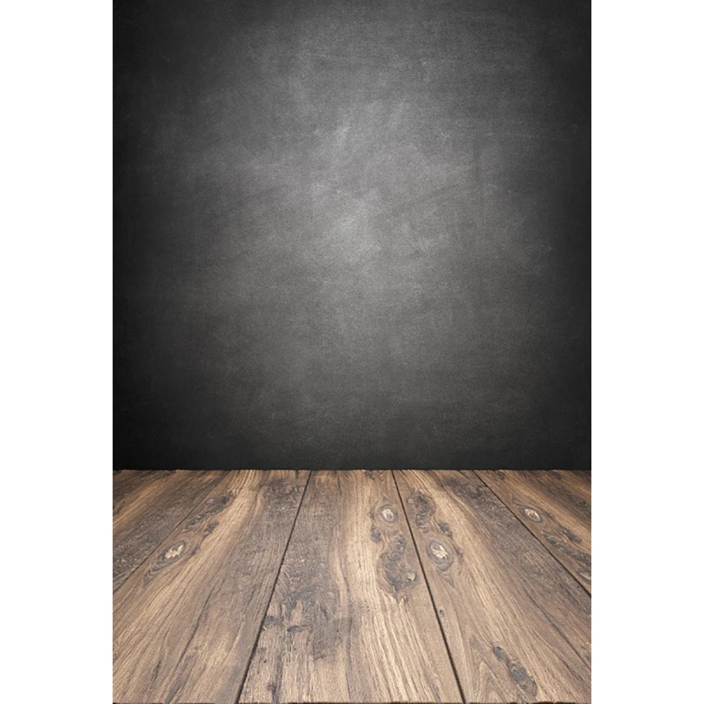 Черный градиент гранж винтажная стена деревянная доска Пол Детский Портрет фон