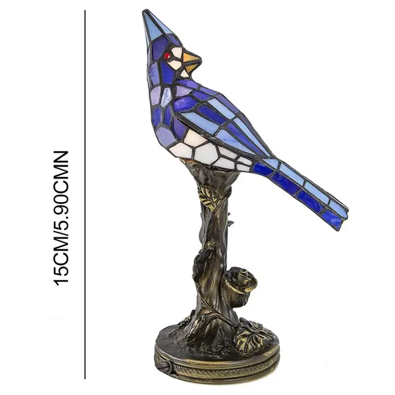 

Blue Bird Cardinal Red Bird Table Lamp Stained Glass Night Light for Bedroom Living Room Decor Art Home Decoration