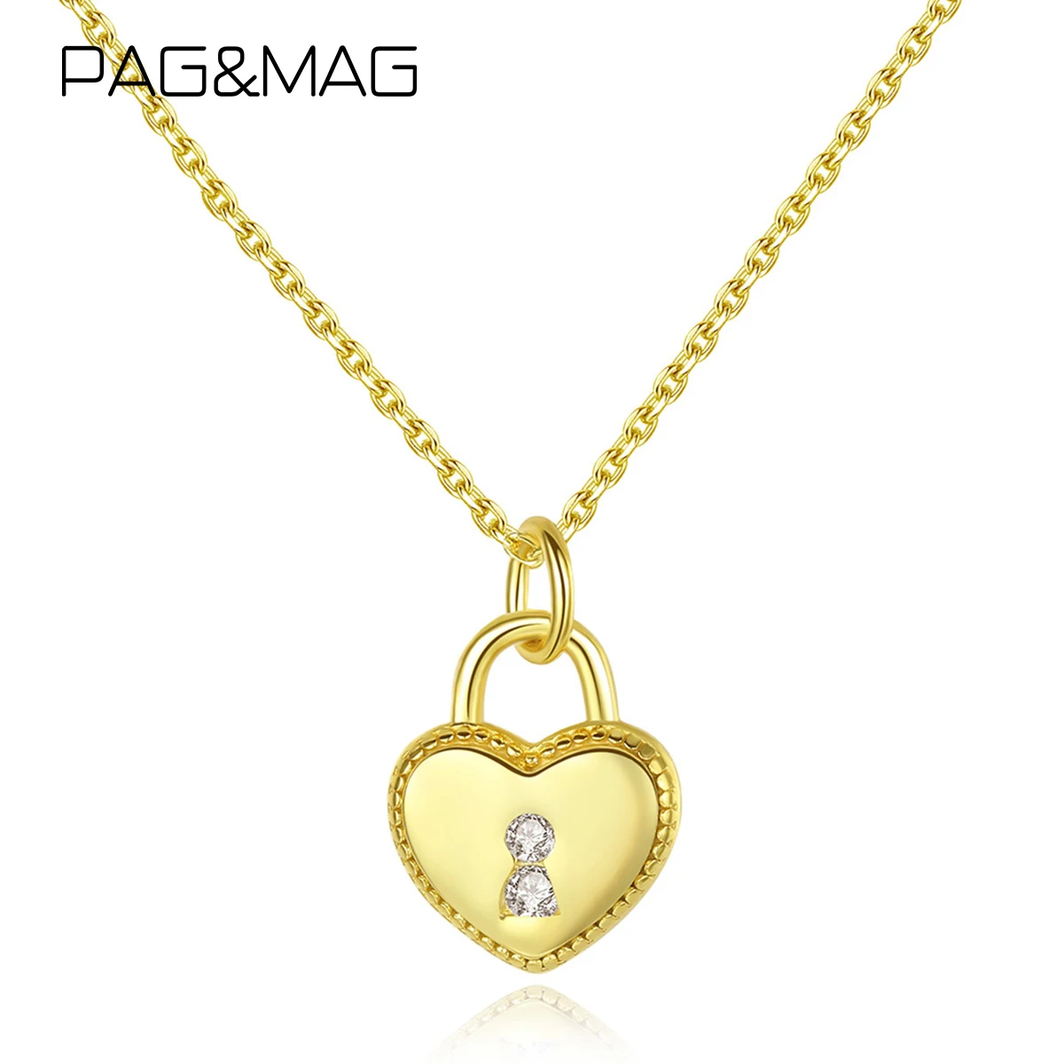 

PAG&MAG 925 Sterling Silver Pendant Neckelace For Women Love Heart 18K Plated Necklace CZ Stone Engagement Jewelry SN0293