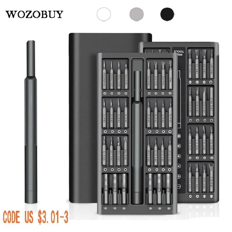 

WOZOBUY Screwdriver Set 63 in 1 Precision Screwdriver Set Magnetic Torx Slotted Phillips Screw Driver Repair Tool Kit with Case