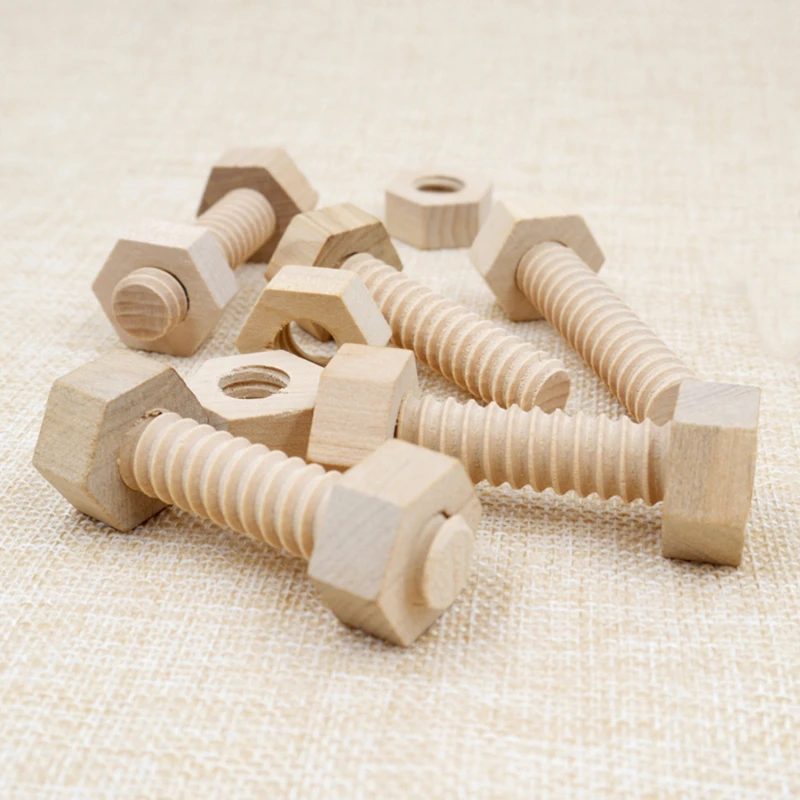 

Early Education Educational Screw Nut Assembling Wooden Toy Solid Wood Screw Nut Hands-On Teaching Aid Educational Toy For Child