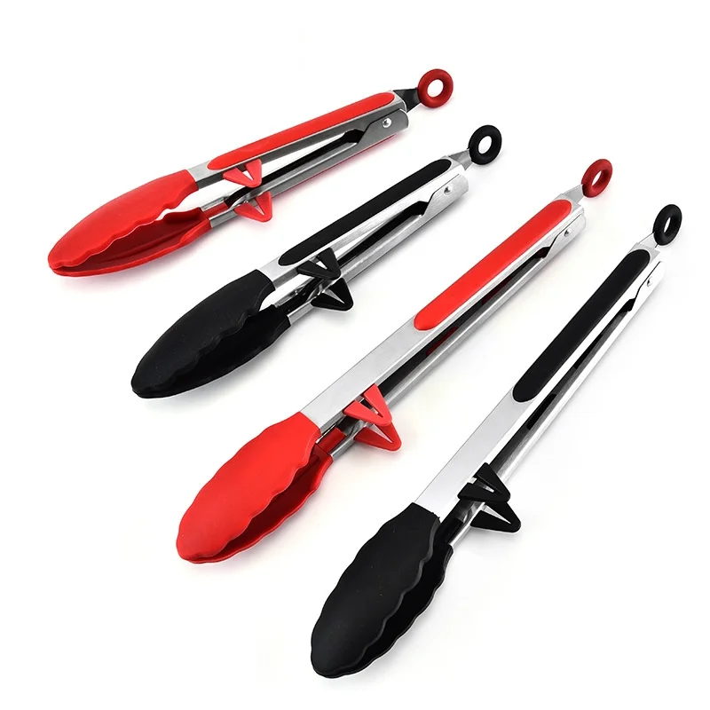 

Силиконовая еда из двух частей, зажим из нержавеющей стали для пищи, подходит для барбекю, пищи, хлеба, барбекю, аксессуары для готовки