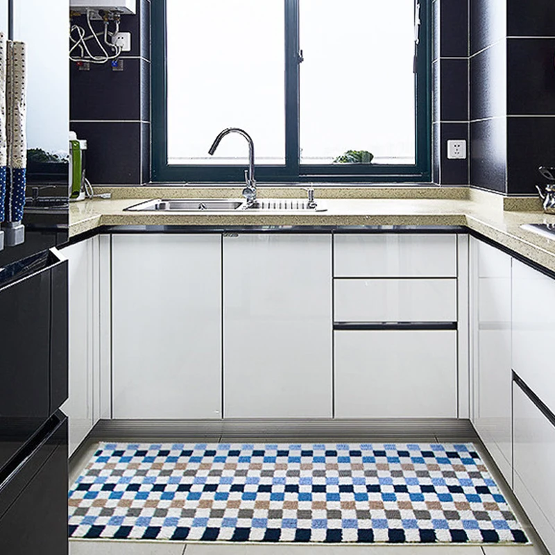 

Home Solid Color Kitchen Carpet Non-Slip Kitchen Mat Absorbent Carpet Entrance Door Mat Floor Mat Kitchen Stain Resistant Carpet