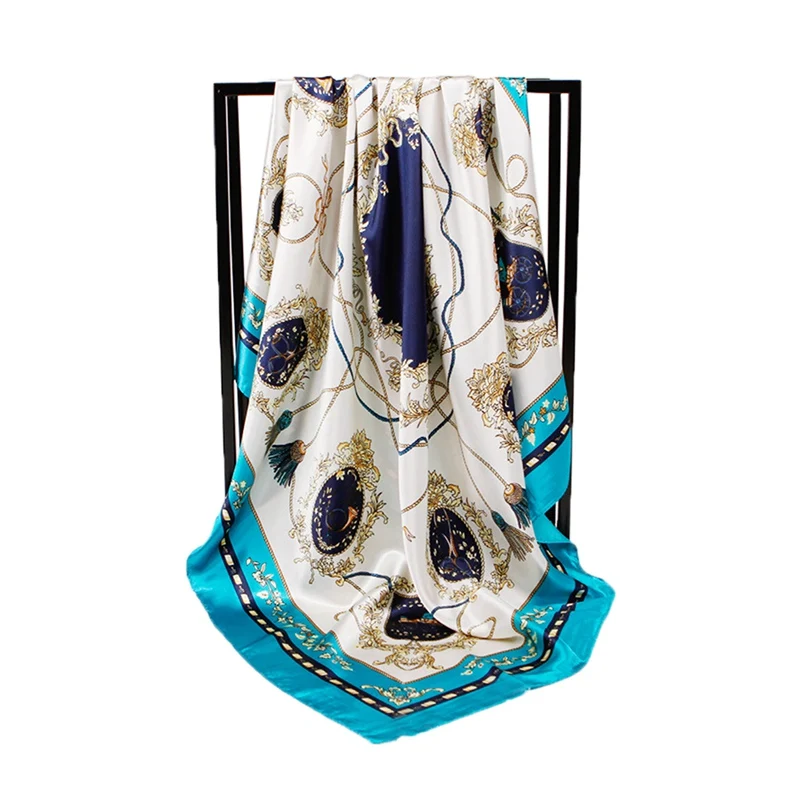 Шелковые шарфы для женщин с принтом сатиновые квадратной головкой дамские