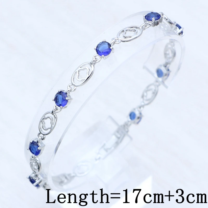 925 Серебряный набор украшений для женщин вечерние ювелирные изделия Голубой