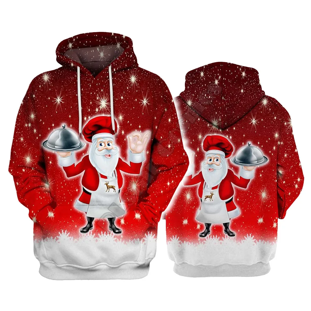 

Chef Xmas 3D Printed Hoodies Pullover Men For Women Funny Sweatshirts Christmas Sweater Streetwear Drop Shipping