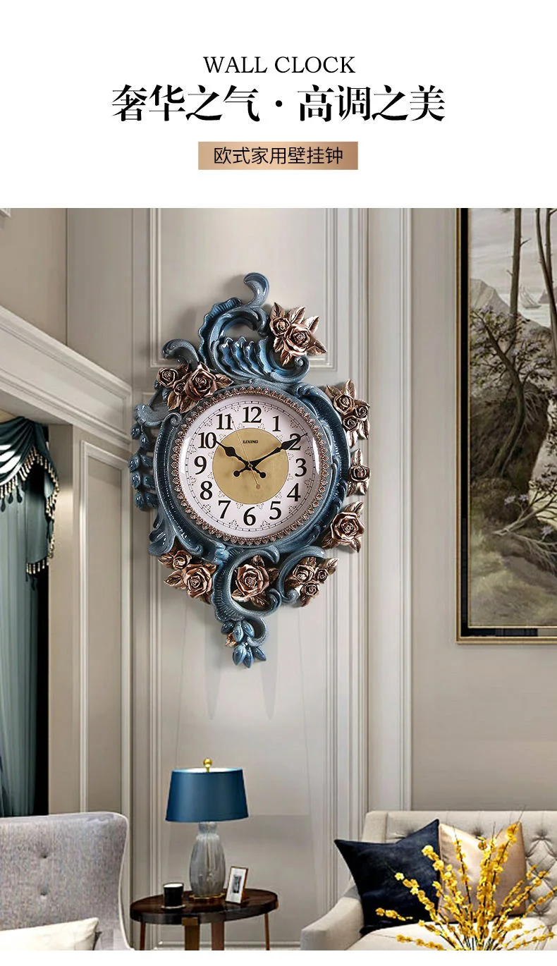 

Plastic Quarz Wall Clock Aesthetic Europe Luxury Digital Wall Clock Vintage Creative Orologi Da Parete Home Decoration 50WC