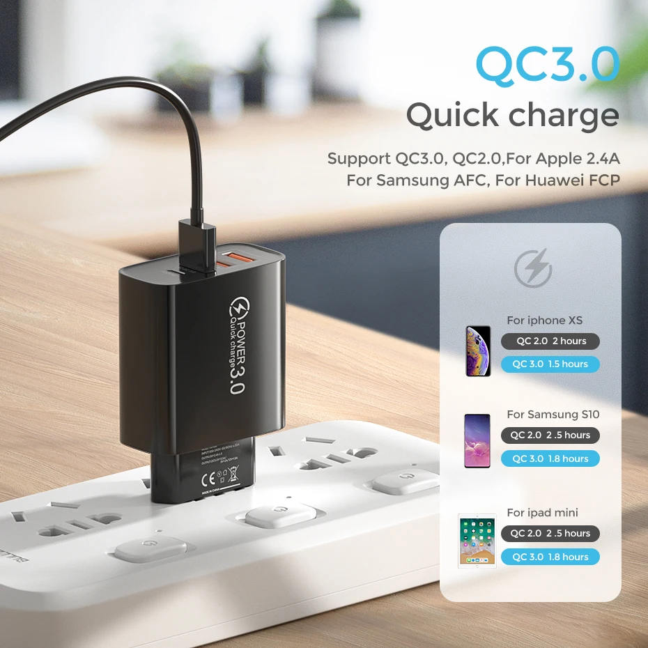 48w usb charger qc 3 0 type c pd fast charge for iphone 12 13 max samsung s21 huawei xiaomi mobile phone euus plug wall charger free global shipping